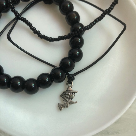 Mini witch charm string bracelet +2 bead bracelets - Picture 2 of 6